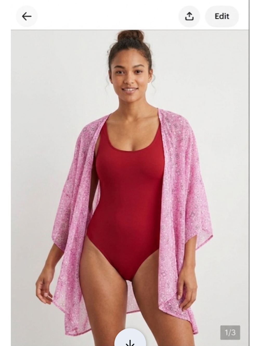 Aerie Lightweight Pink Patterned Kimono Cover-Up os